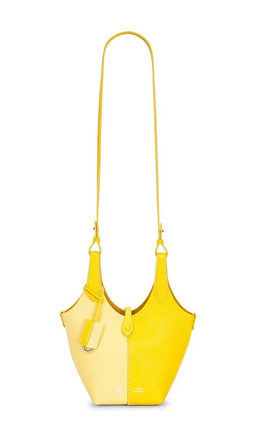 polo ralph lauren shiny drum pebble small crossbody bag in yellow.
