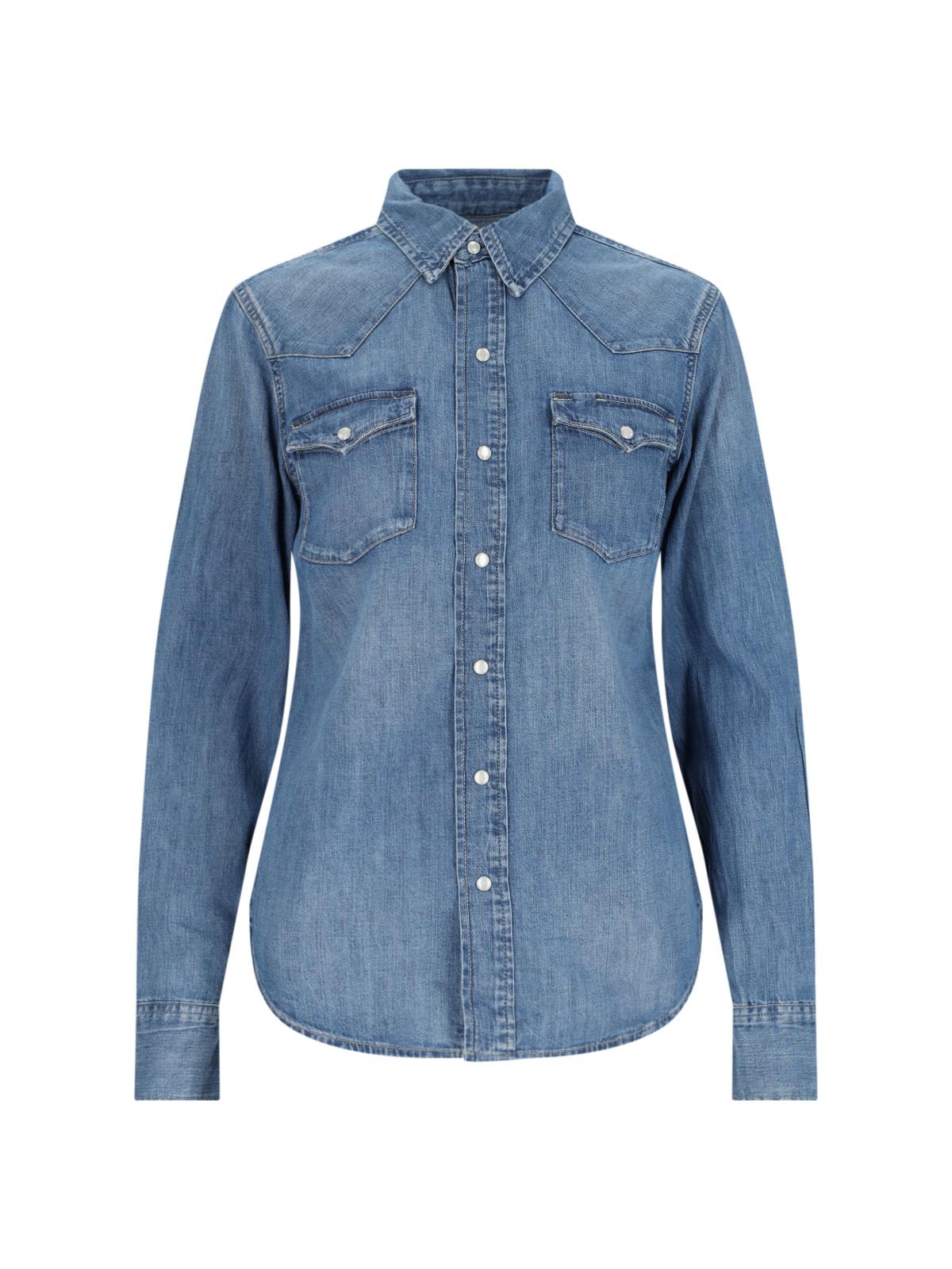 polo ralph lauren shirts blue cotton - women