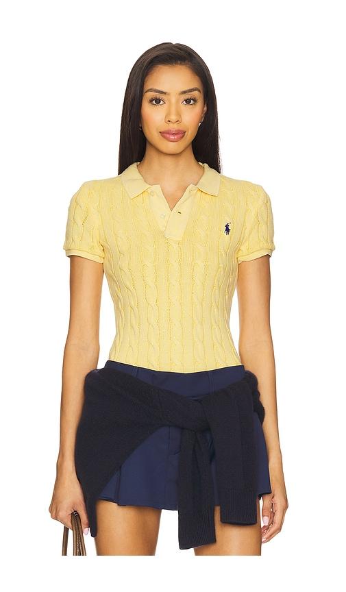 polo ralph lauren short sleeve polo in yellow.
