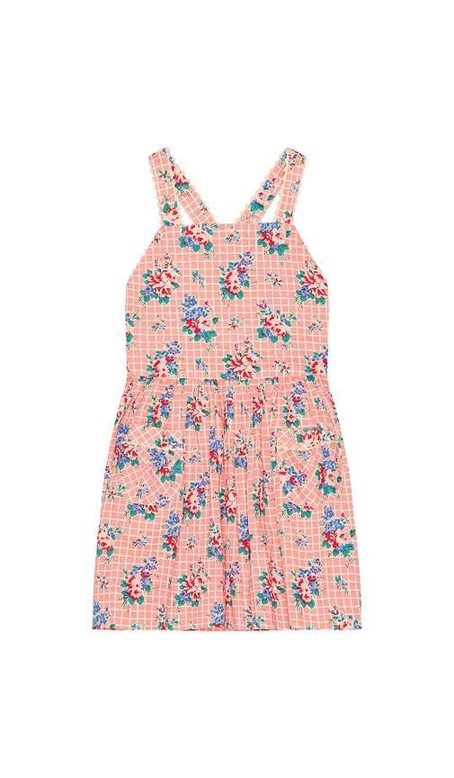 polo ralph lauren sleeveless cotton floral pinafore dress in pink.