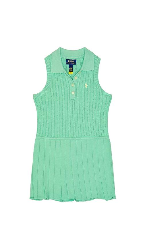 polo ralph lauren sleeveless cotton mini cable collared dress in sage.