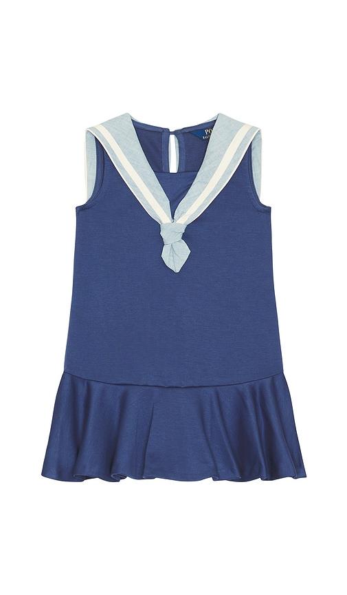 polo ralph lauren sleeveless ponte nautical a-line dress in navy.