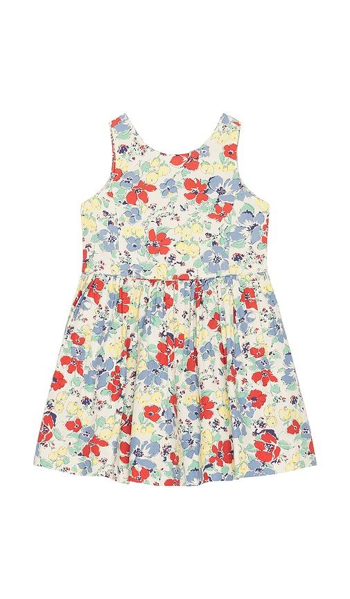polo ralph lauren sleeveless poplin floral printed flare dress in ivory.