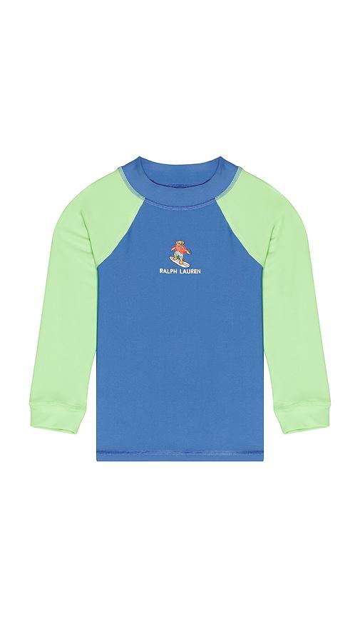 polo ralph lauren solid nylon elastan knit rashguard in navy,mint.