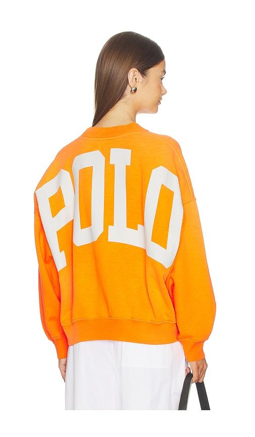 polo ralph lauren vintage fleece crew sweater in orange.