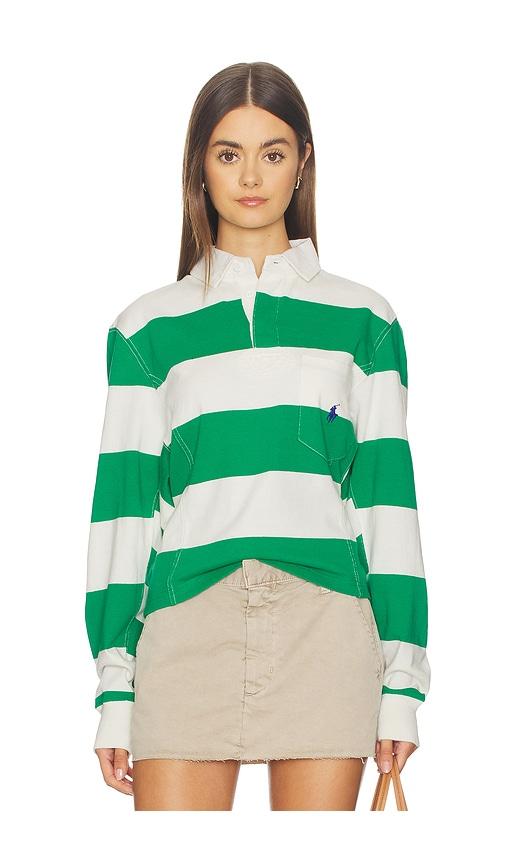 polo ralph lauren vintage long sleeve polo top in green.