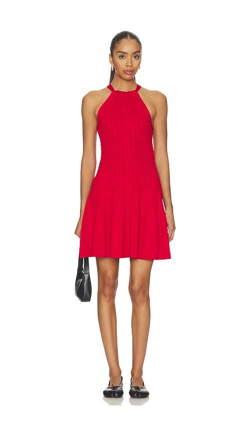 polo ralph lauren viscose blend halter a line dress in red.