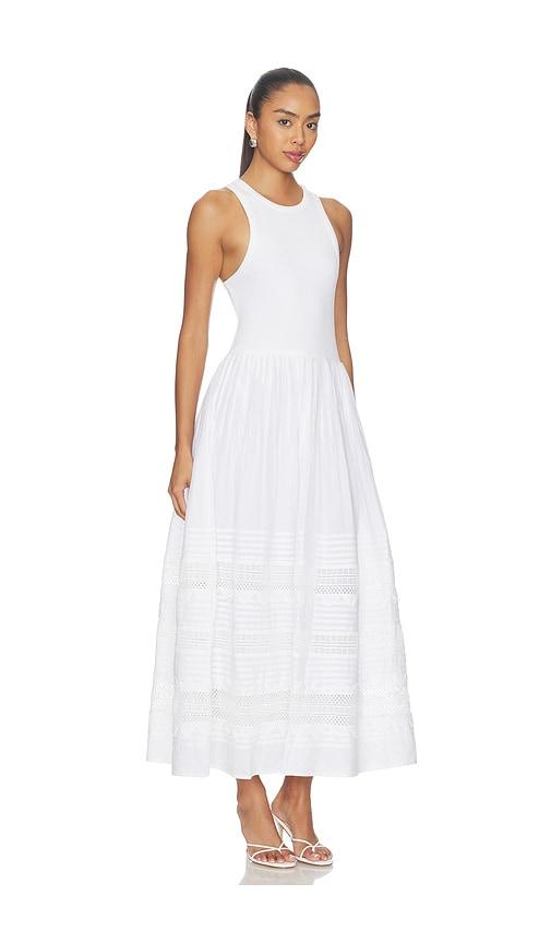polo ralph lauren voile crew neck fit & flare dress in white.