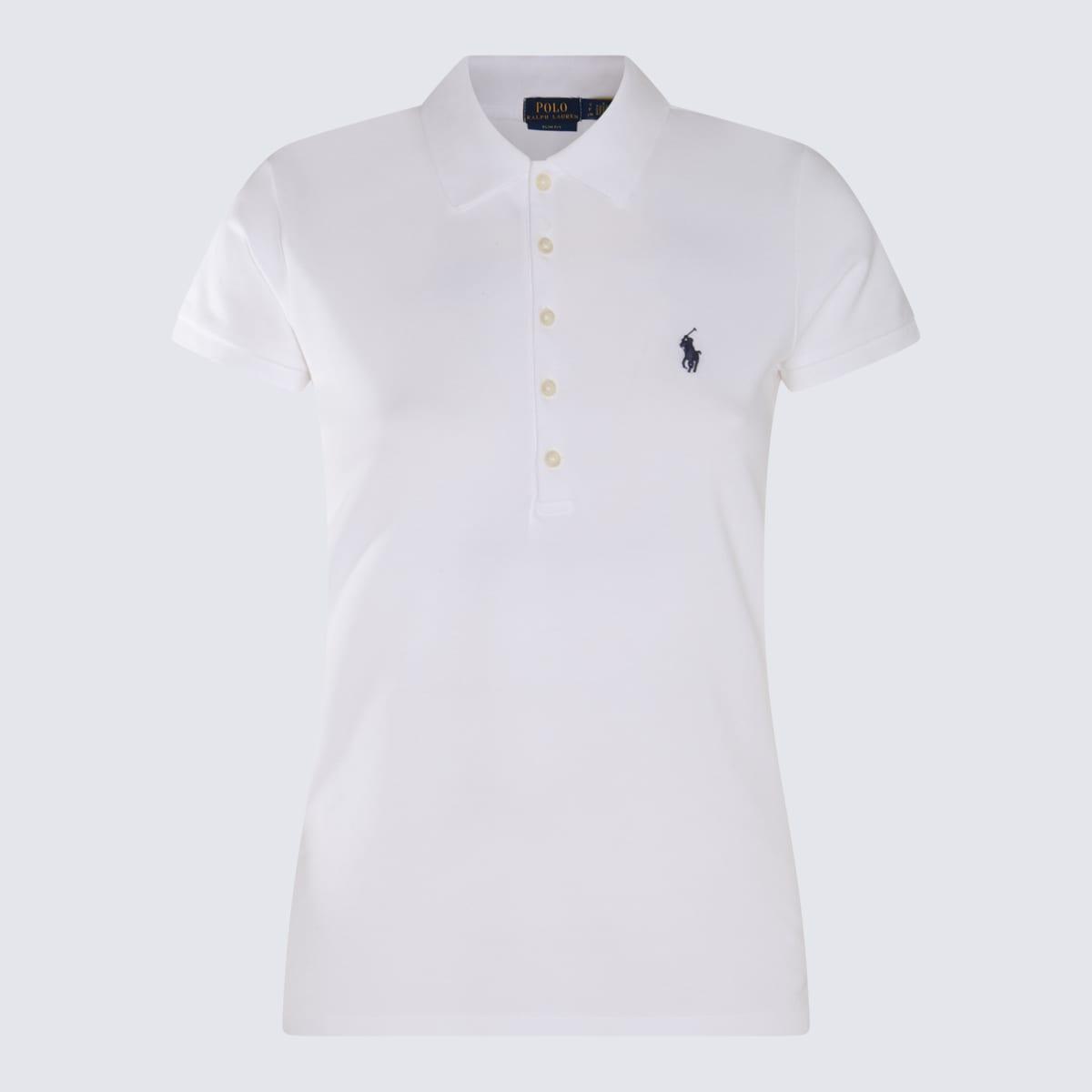 polo ralph lauren white and blue cotton blend polo shirt