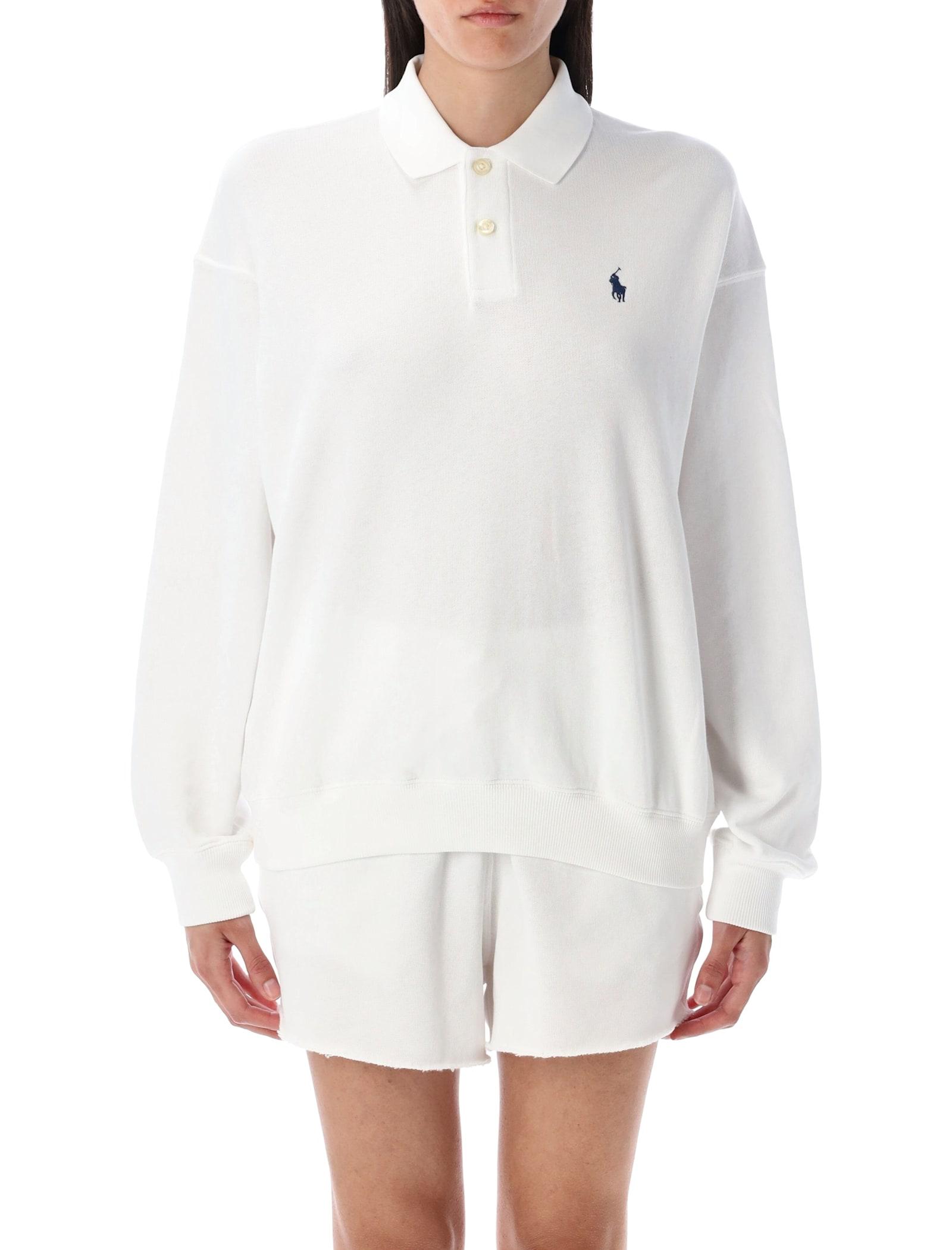 polo ralph lauren white cotton polo sweatshirt