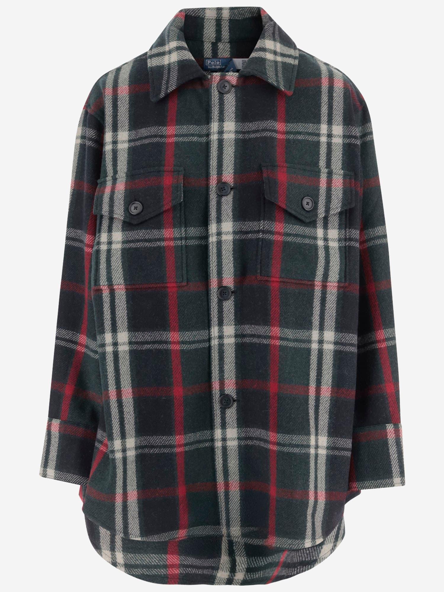 polo ralph lauren wool blend shirt with check pattern