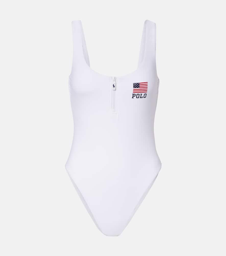 polo ralph lauren zipper scoop tank logo swimsuit