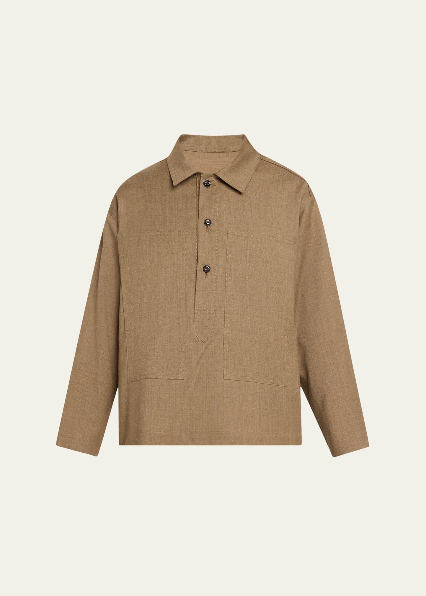 polo wool overshirt with macro pockets