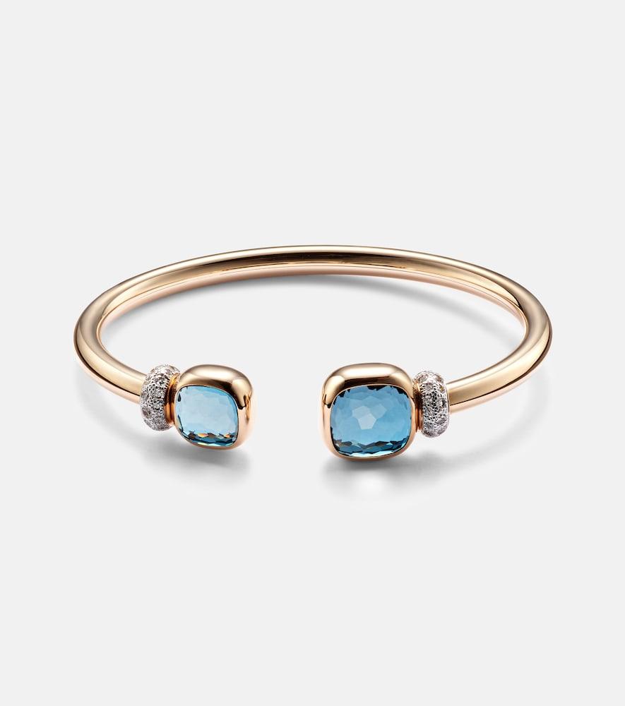 pomellato nudo 18kt rose gold bangle with blue topaz and diamond