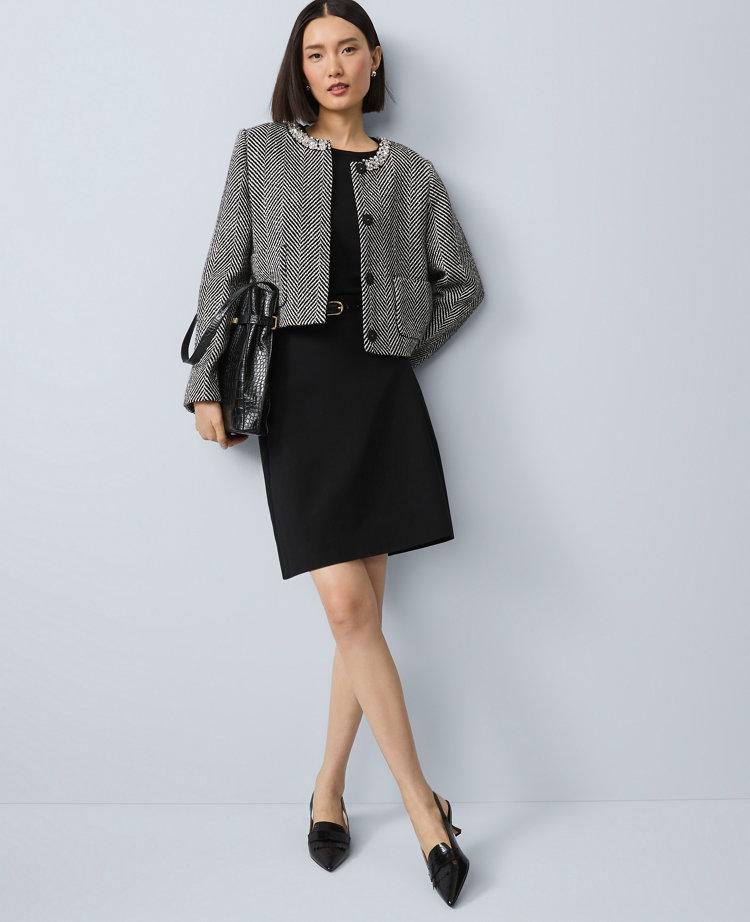 ponte belted a-line skirt