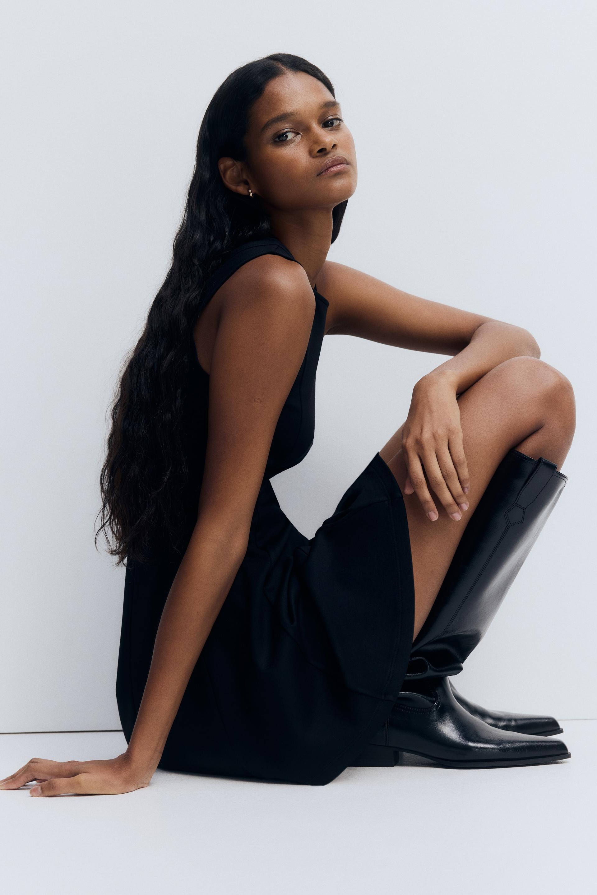 ponte dress with flared skirt