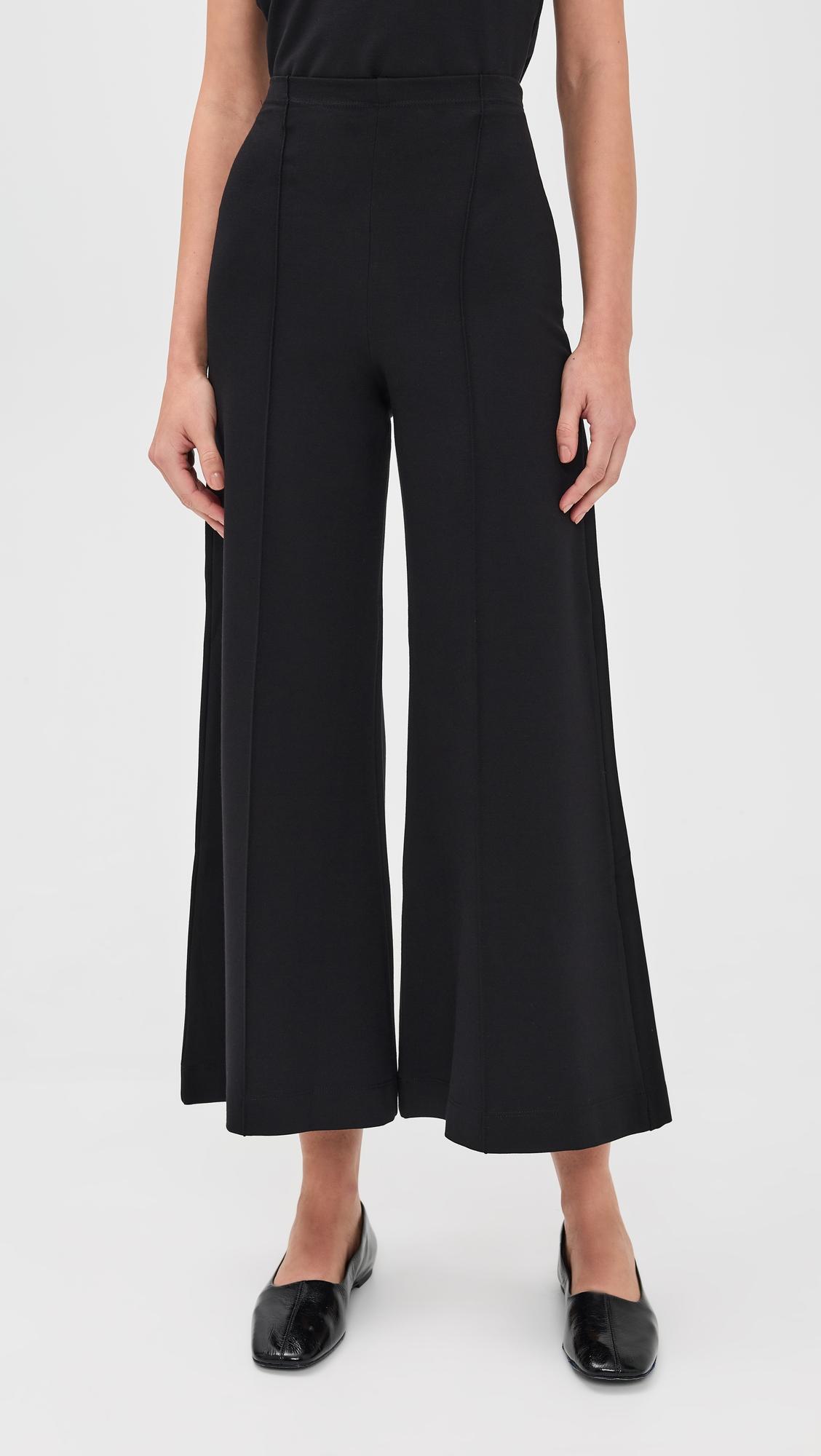 ponte knit cropped wide leg pant