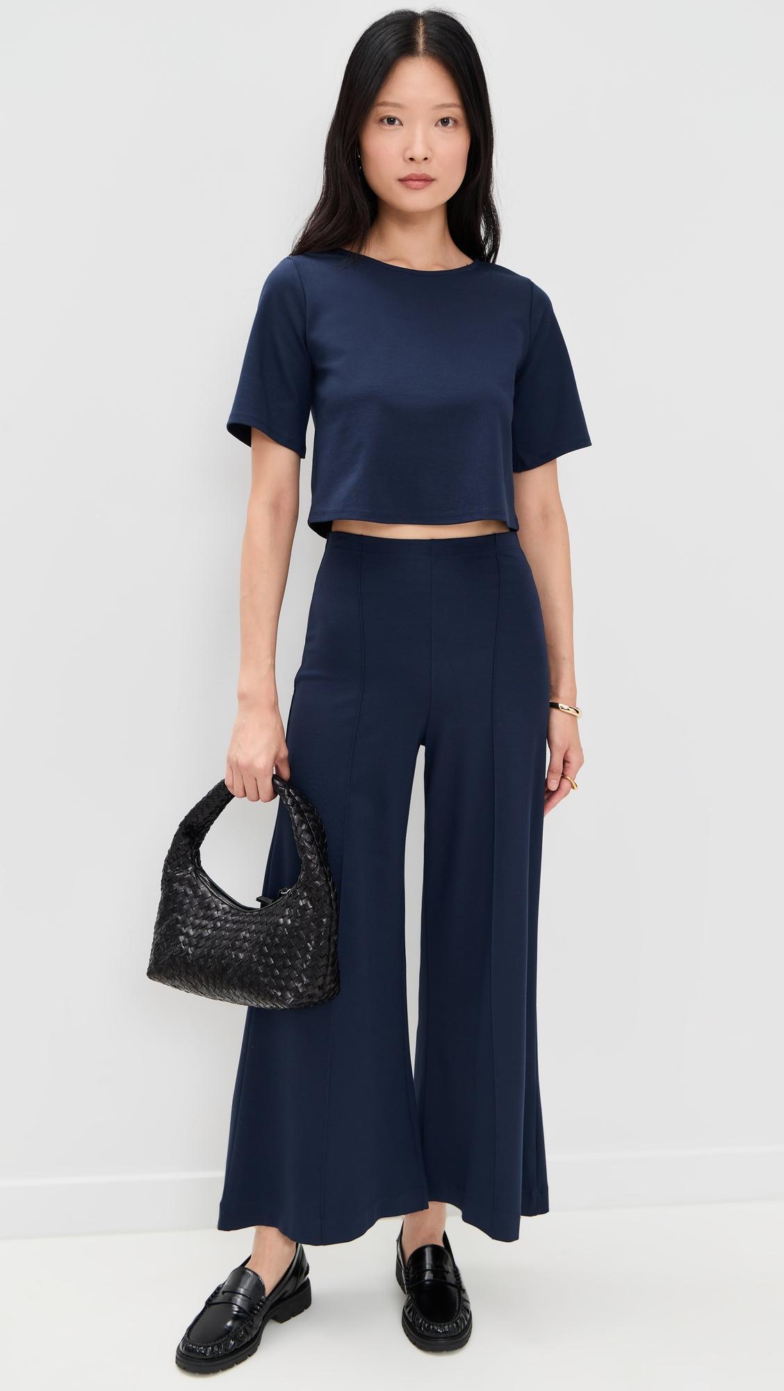 ponte knit wide leg pants