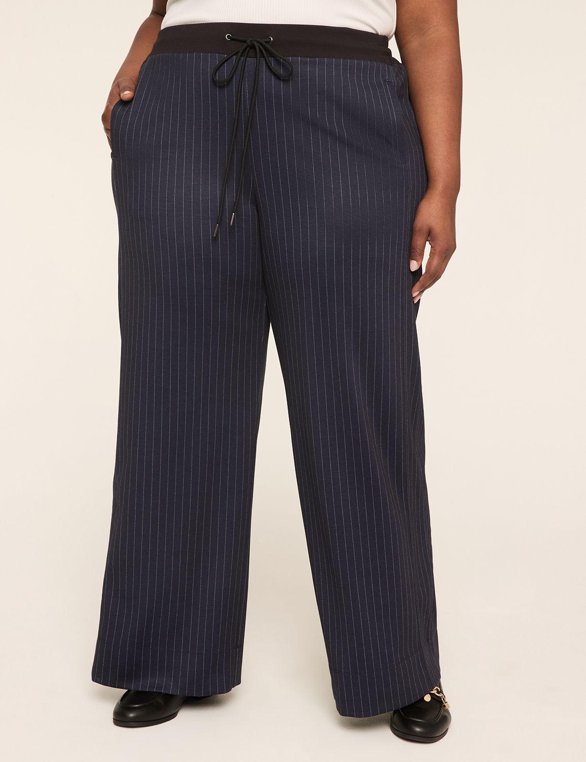 ponte pull-on stripe wide leg pant