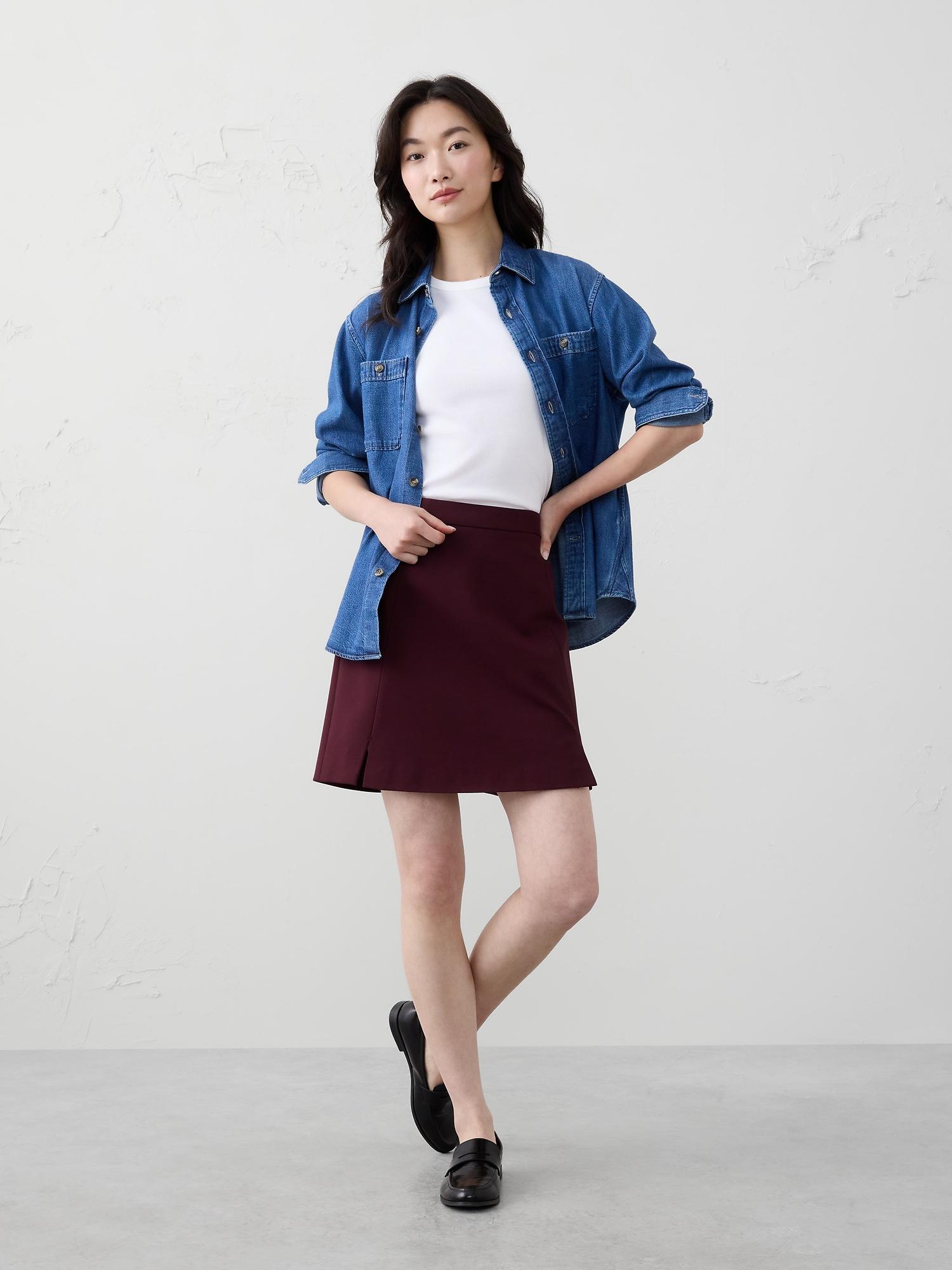 ponte slit mini skirt