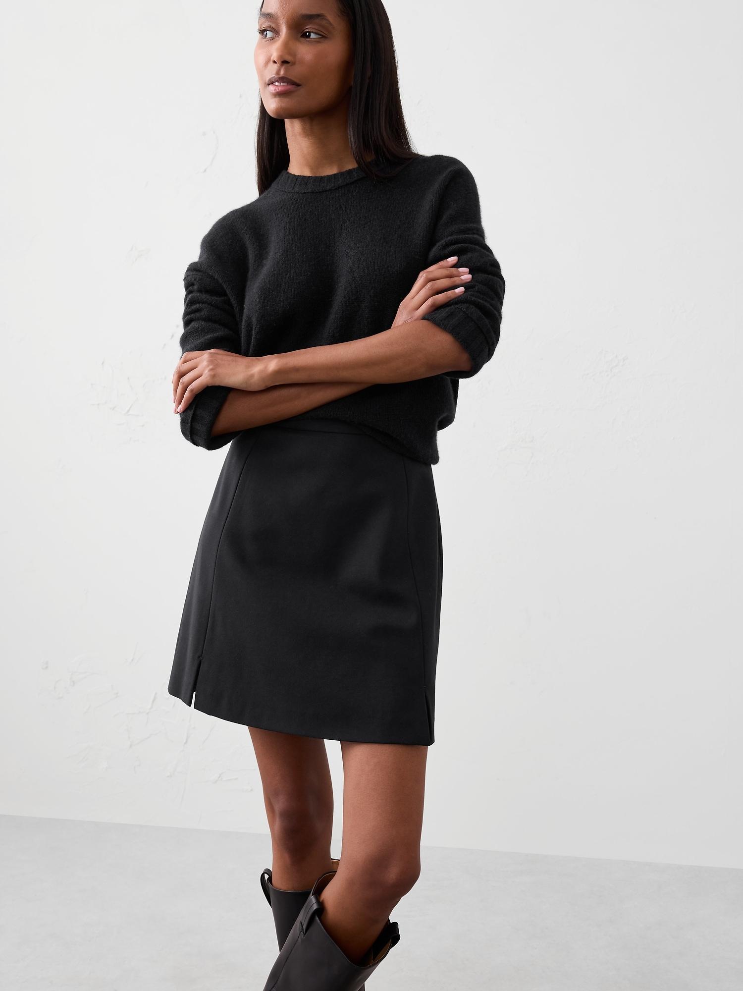 ponte slit mini skirt