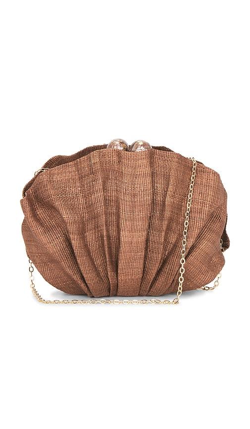 poolside the origami shell clutch in cognac.