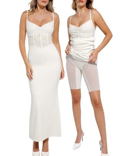 popilush shaper dress lace formal maxi dresses with built in shapewear corset cocktail party dress evening gown white