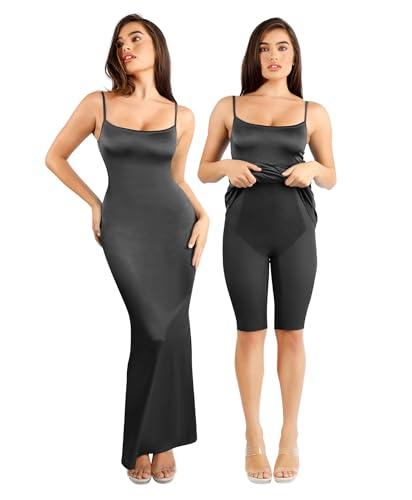 popilush shapewear dress with built in shapewear glitter dress bodycon dresses for women sleeveless maxi club party dress black