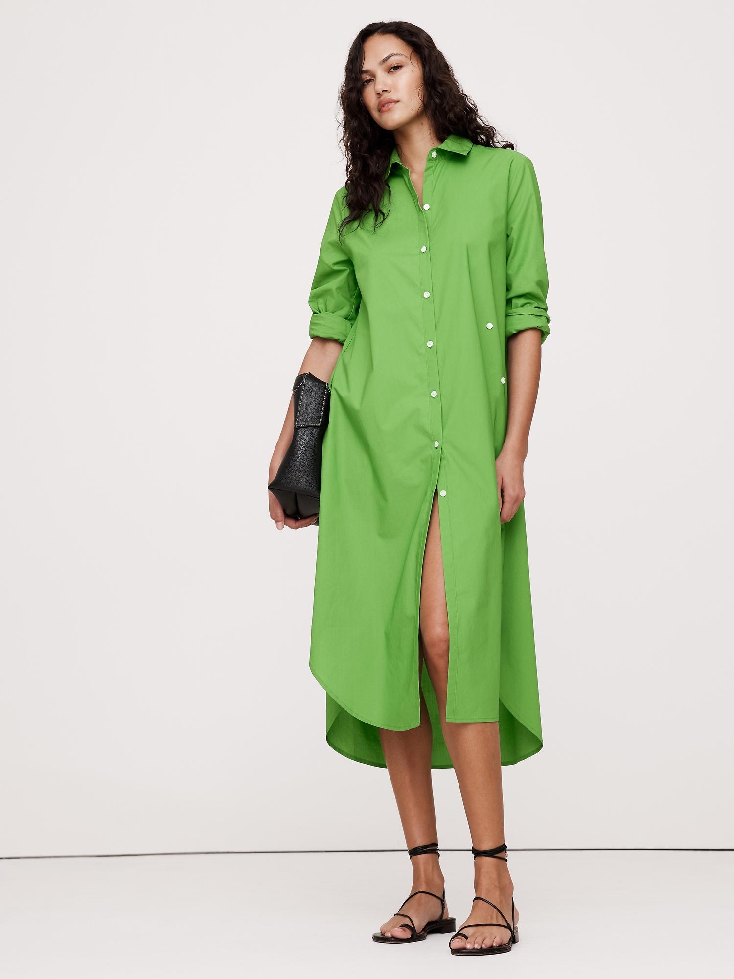 poplin asymmetrical shirt dress