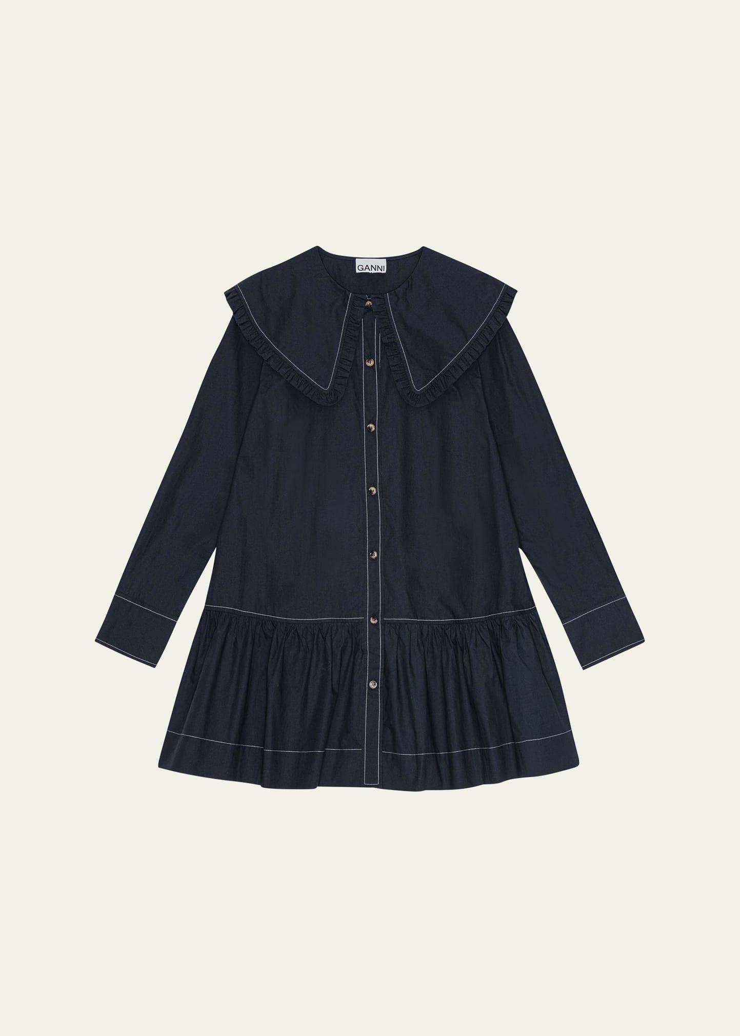 poplin big collar mini shirtdress