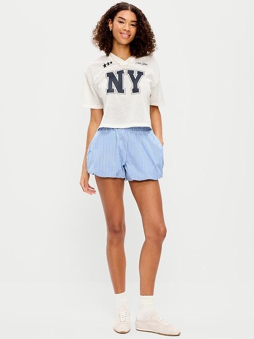 poplin bubble hem shorts