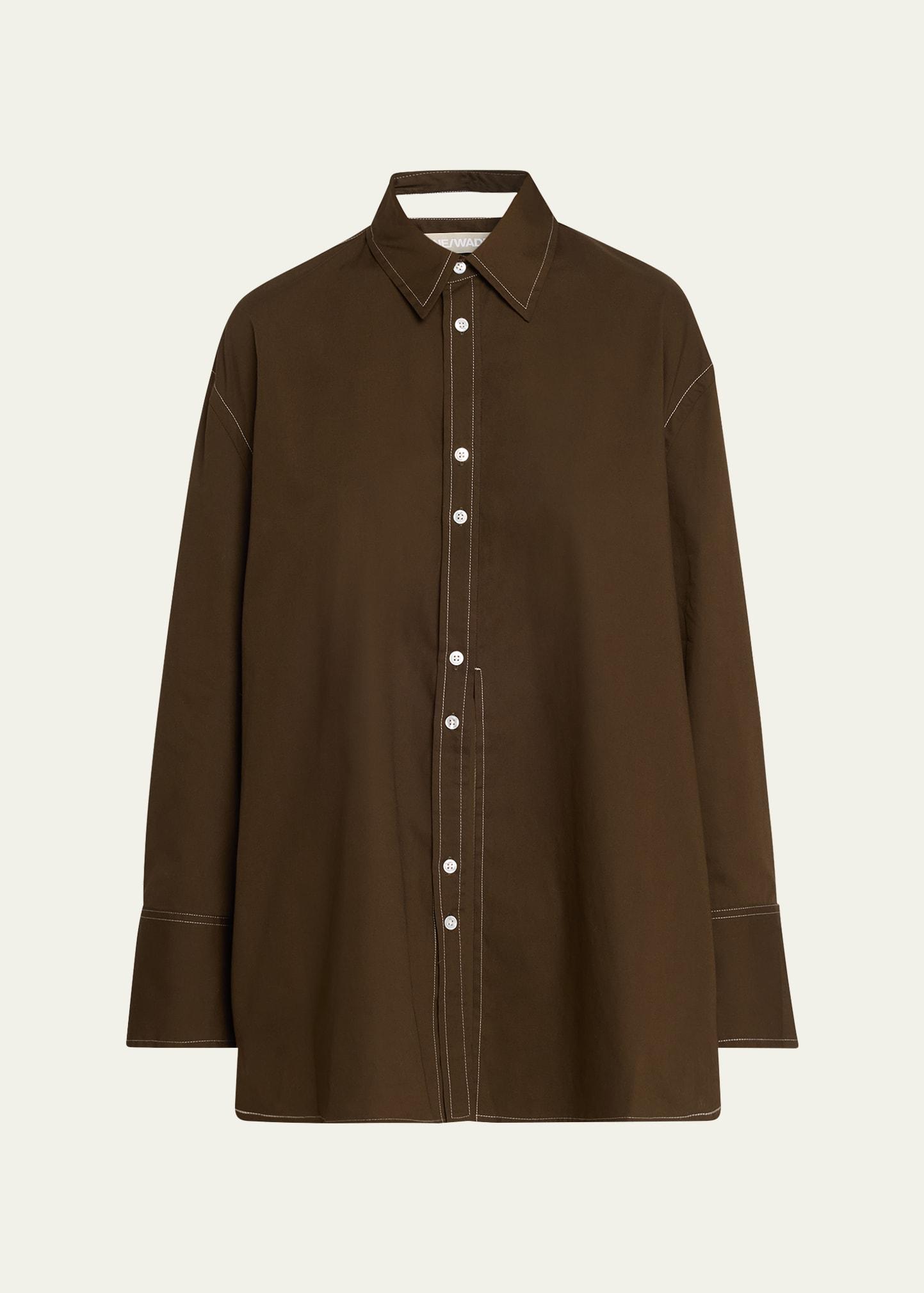 poplin button-front shirt