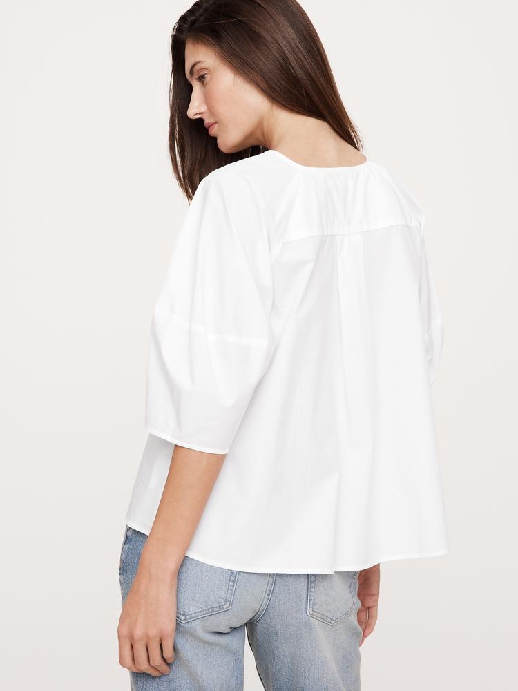 poplin cinch-waist top