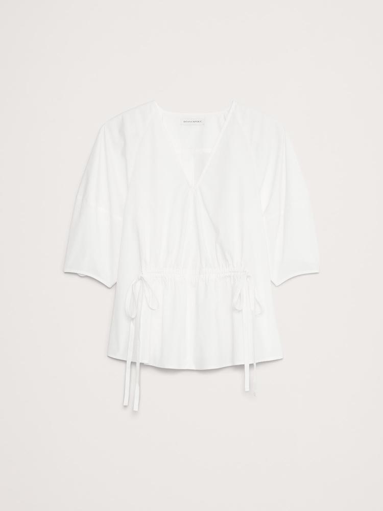 poplin cinch-waist top