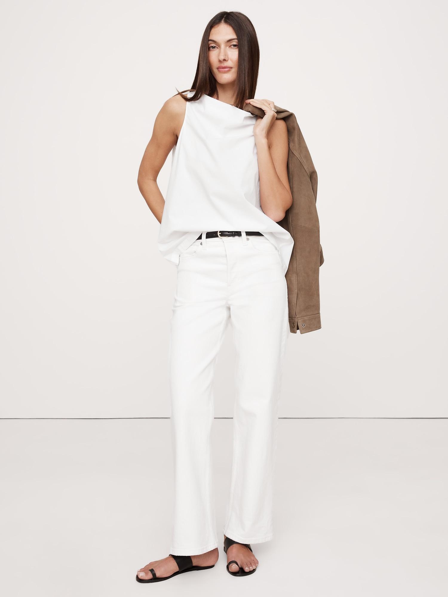 poplin cowl-neck open-back top