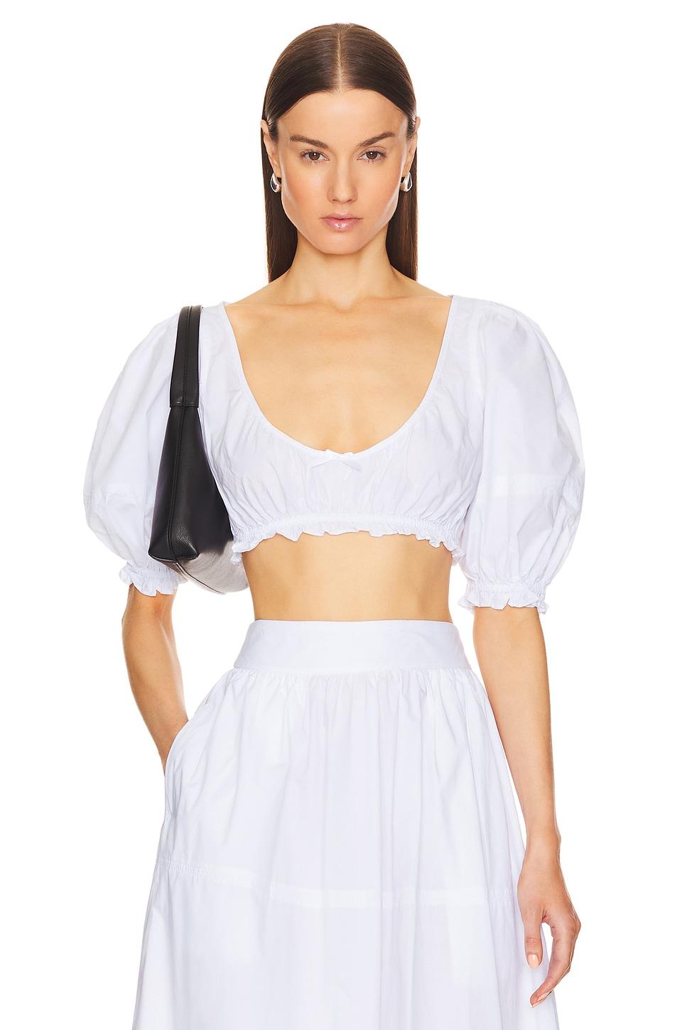 poplin cropped peasant top