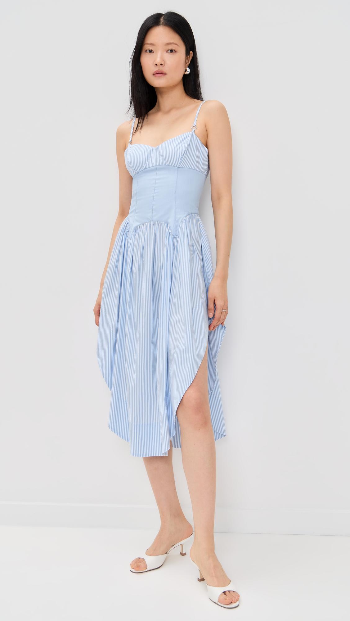 poplin cupped midi dress