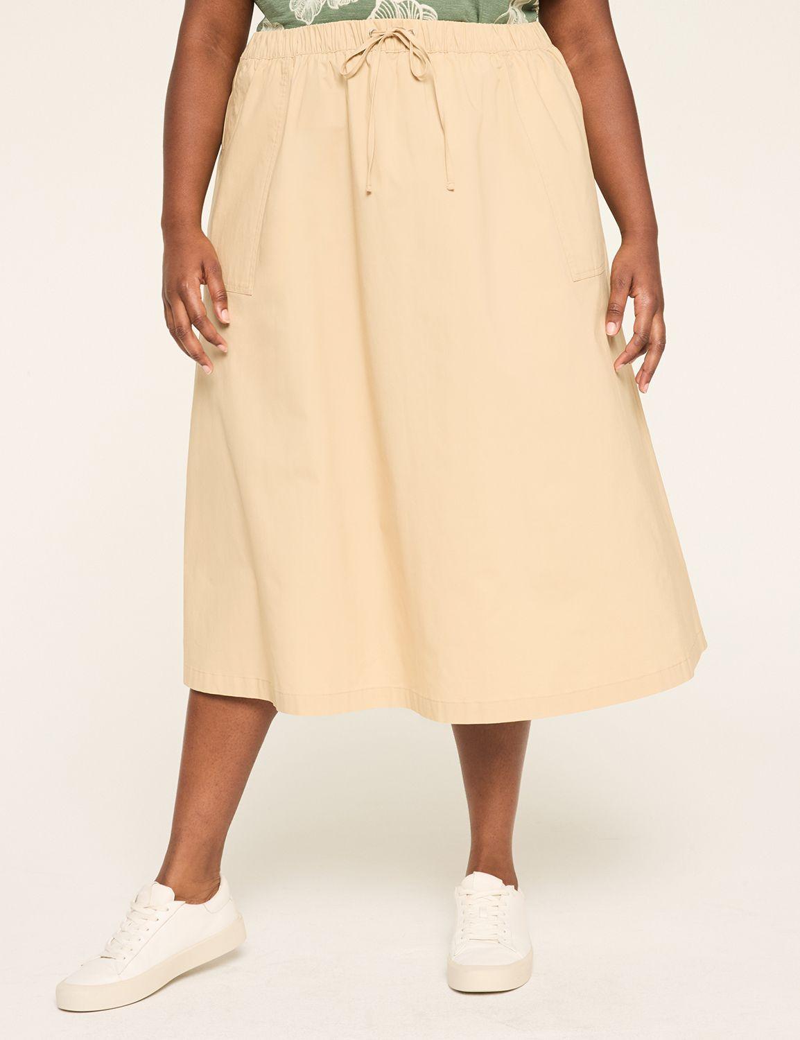 poplin drawstring utility skirt