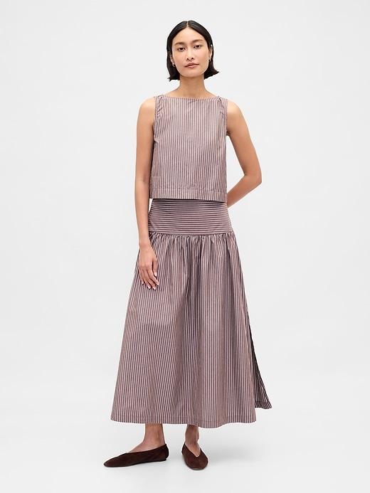 poplin drop-waist maxi skirt
