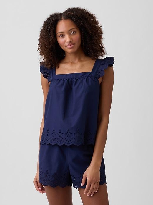 poplin eyelet pj top