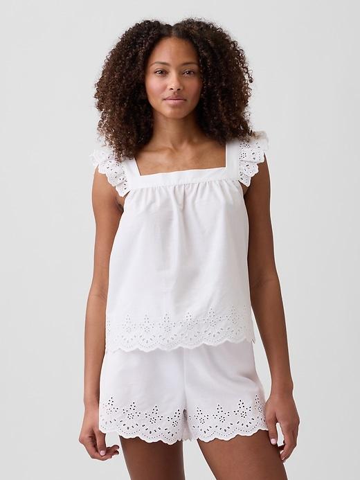 poplin eyelet pj top