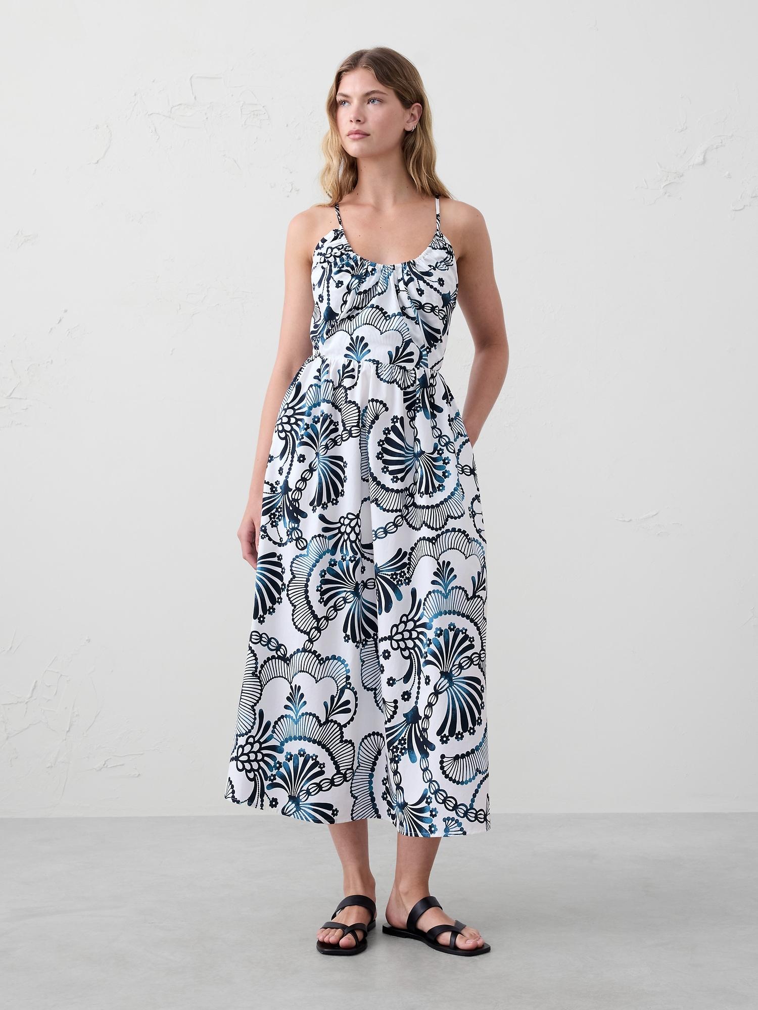 poplin halter midi dress