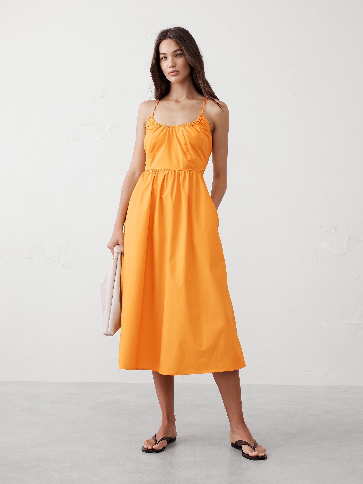poplin halter midi dress