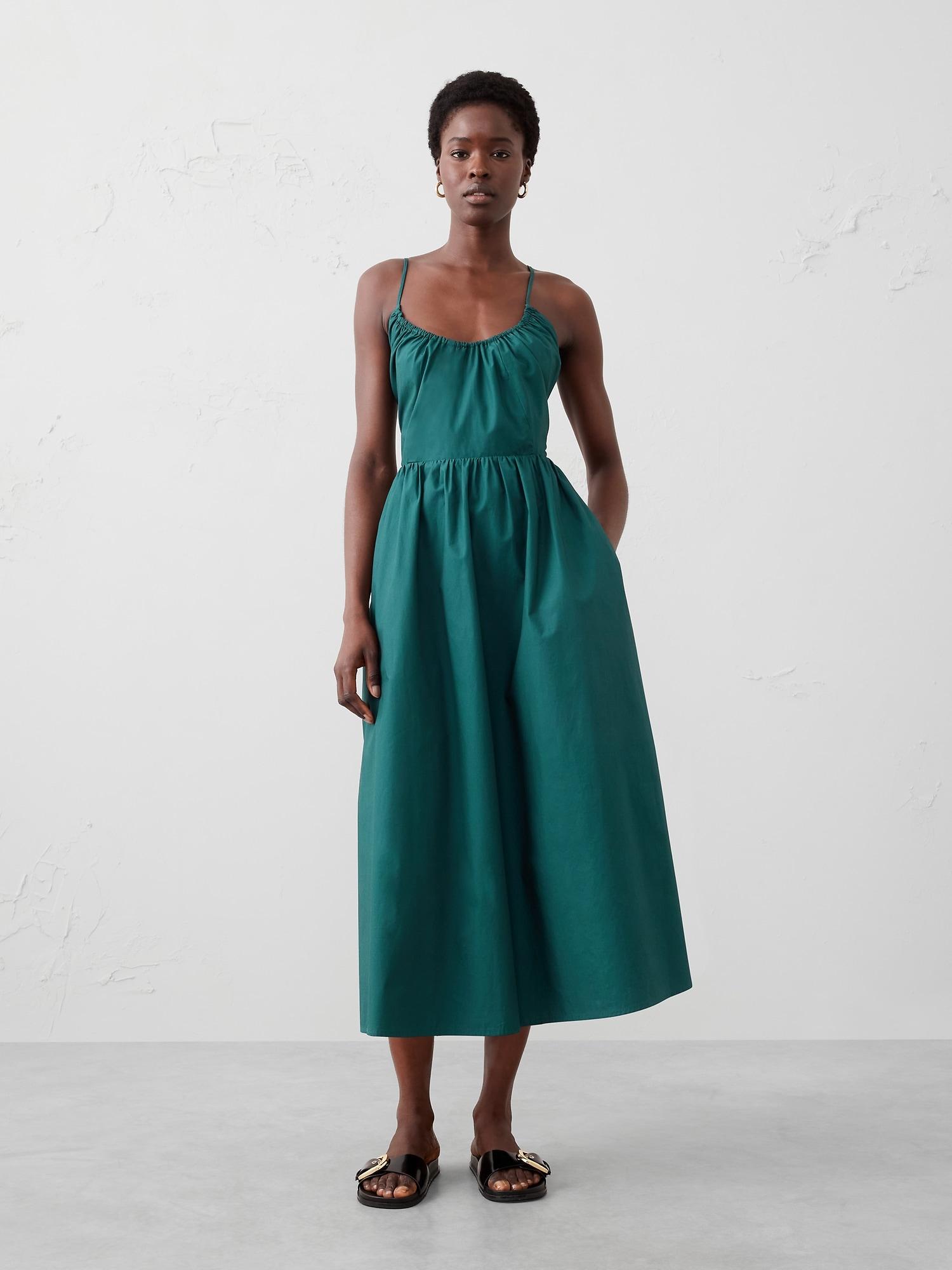 poplin halter midi dress