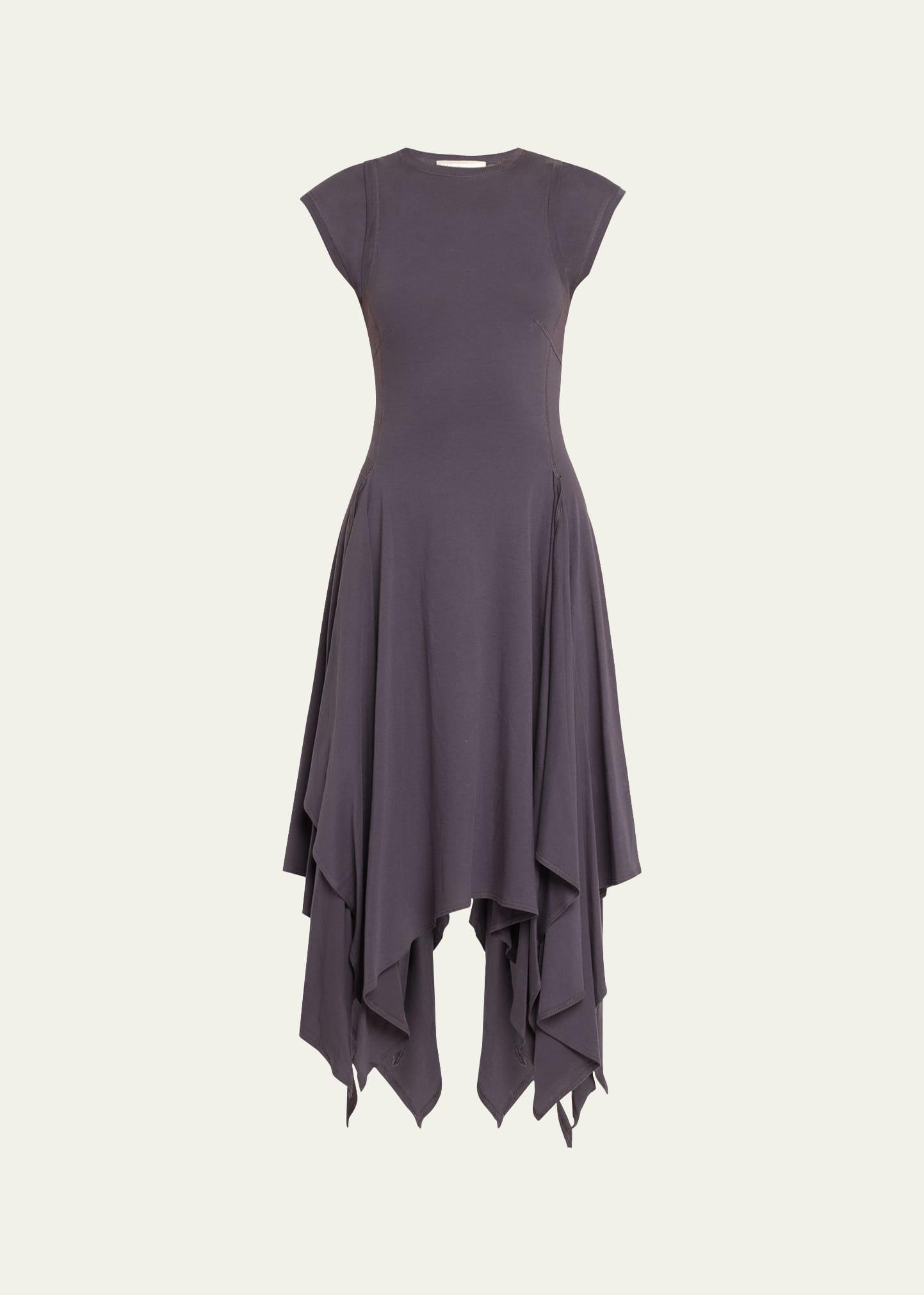 poplin handkerchief midi dress