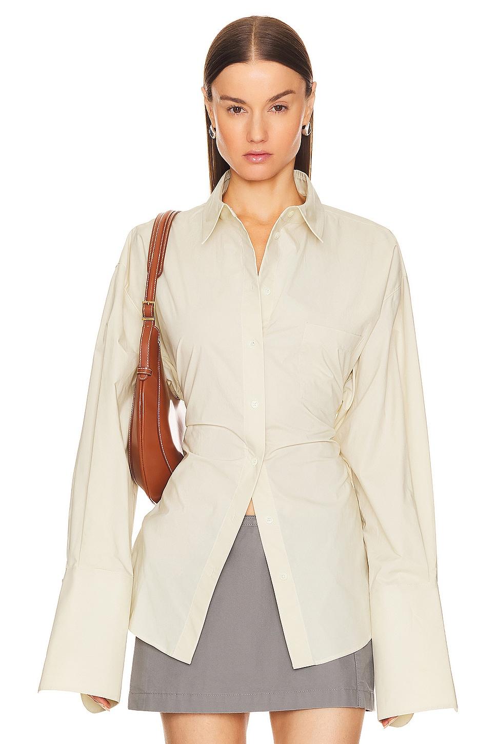 poplin lace back shirt