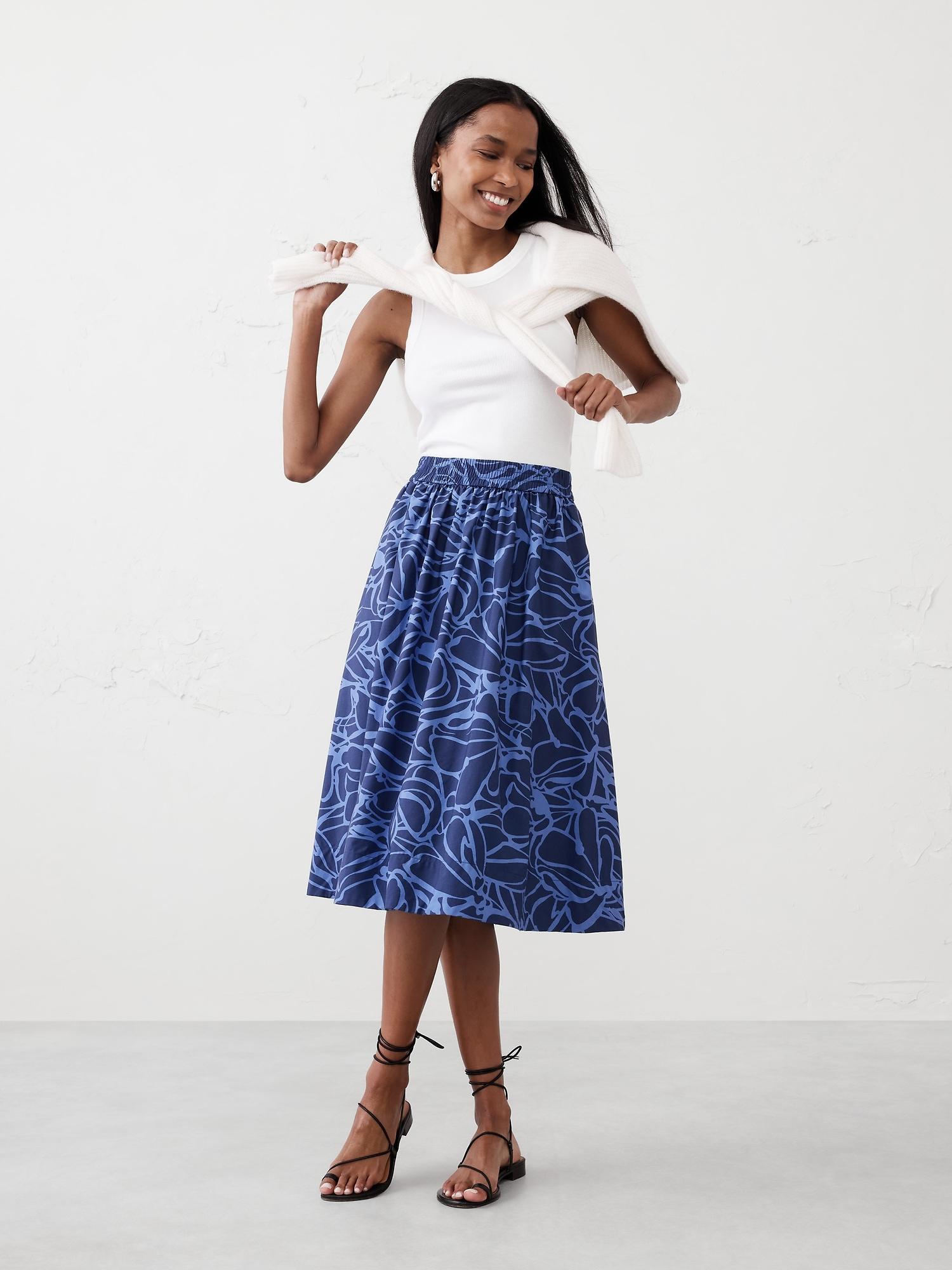 poplin midi skirt