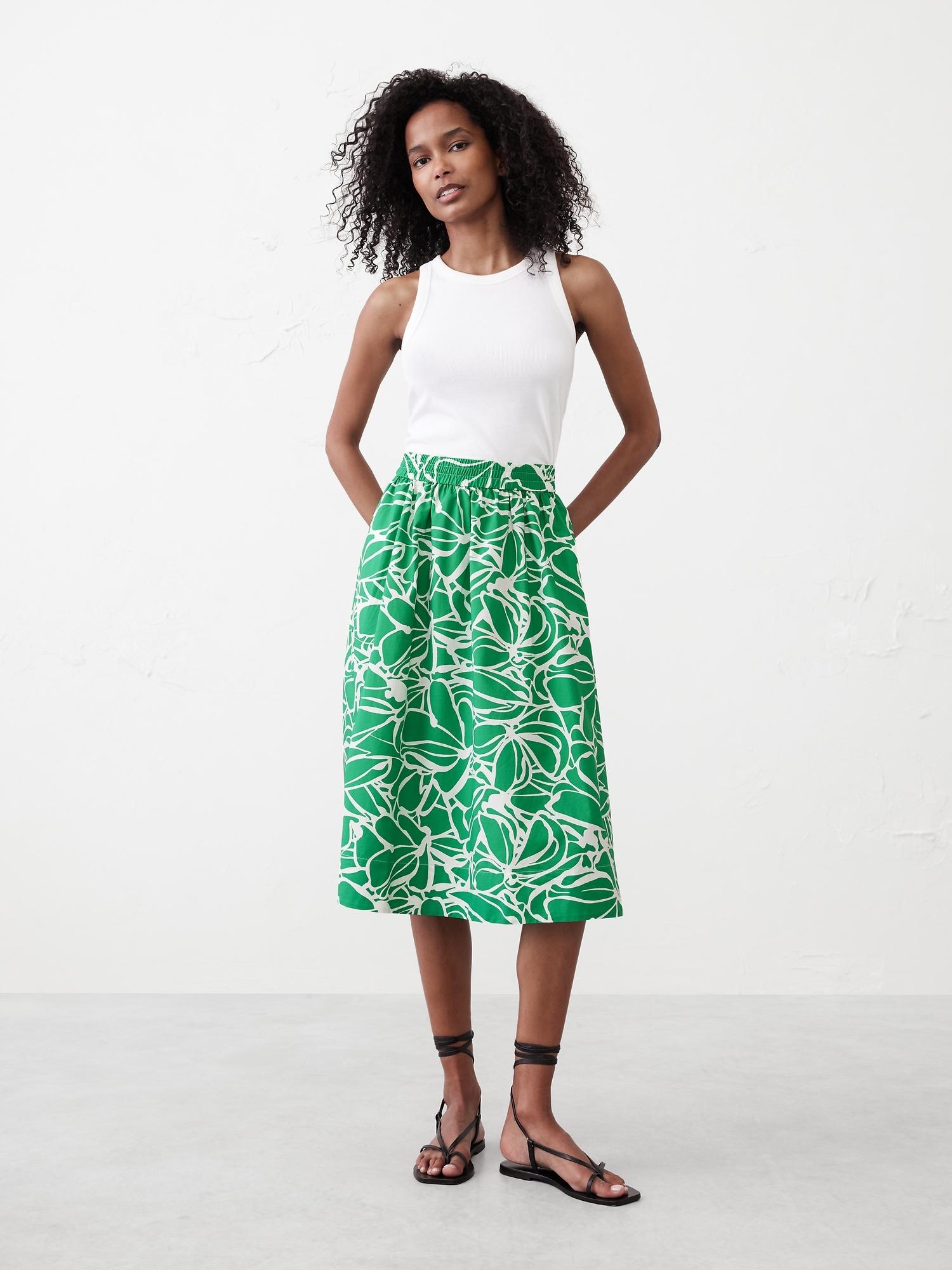 poplin midi skirt