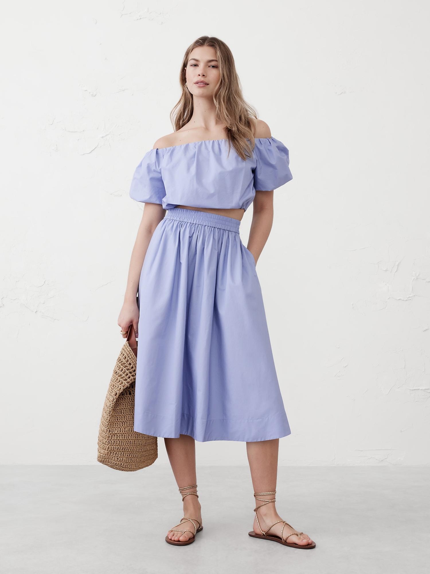 poplin midi skirt