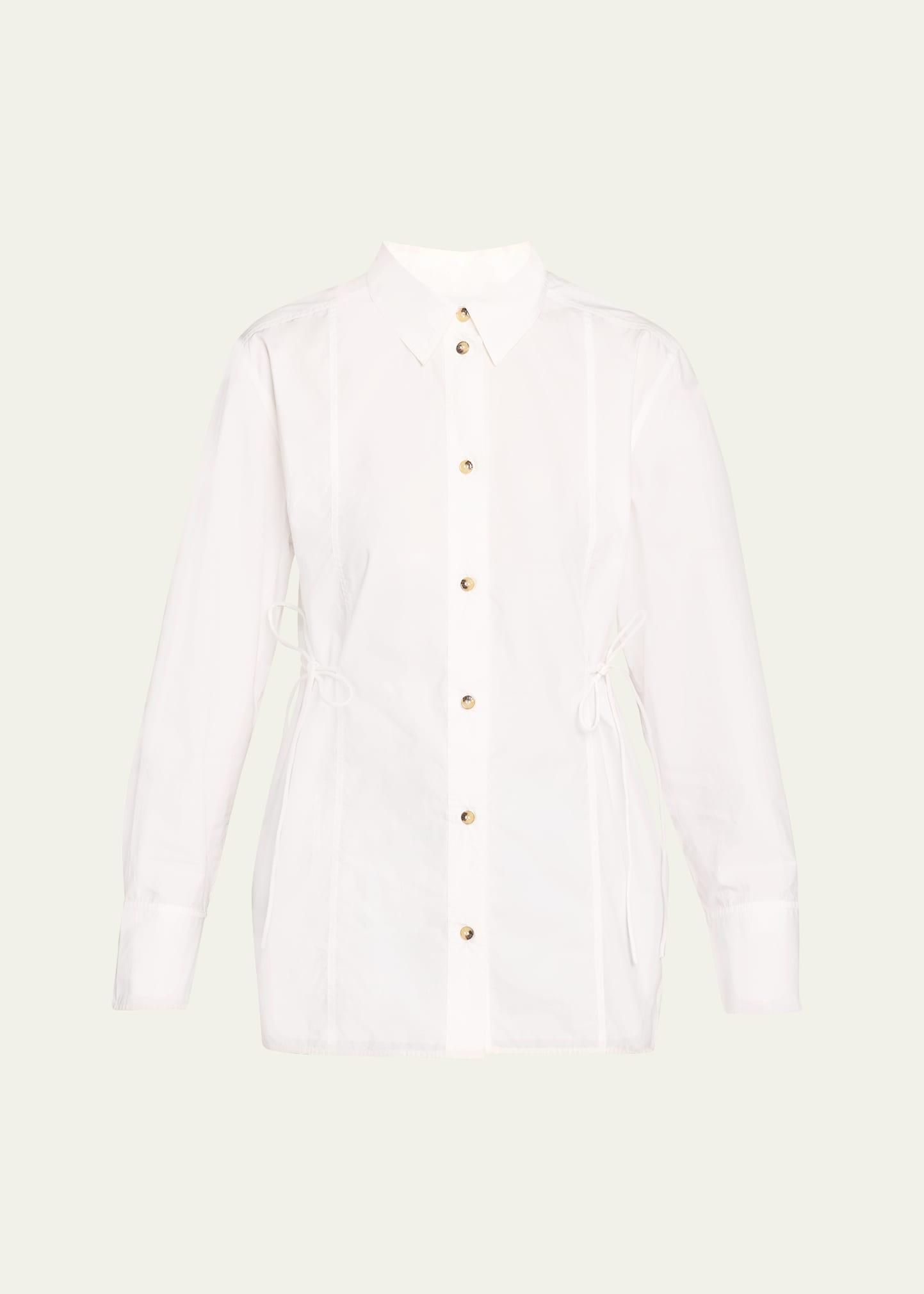 poplin oversized tie string shirt